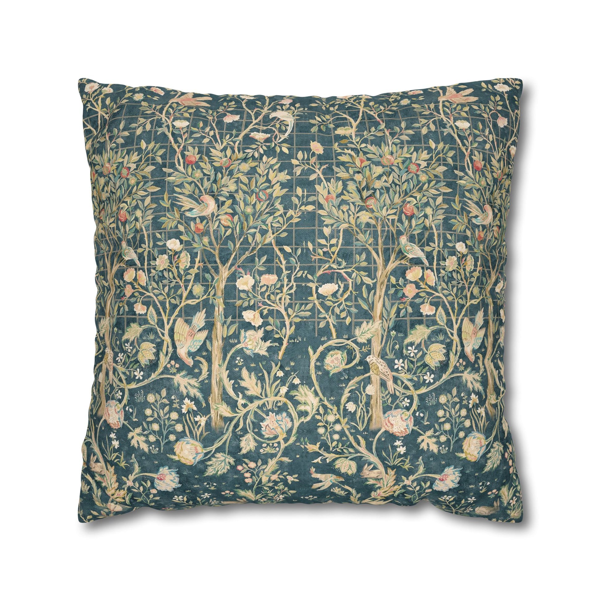 Decorative pillow with floral pattern on a white background