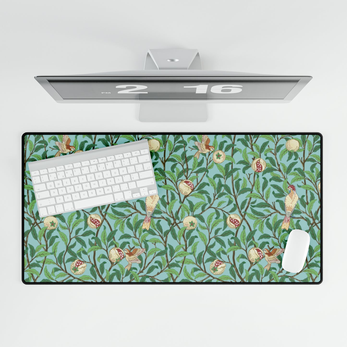 Desk Mat inspired by William Morris - Bird and Pomegranate Collection (Tiffany Blue)