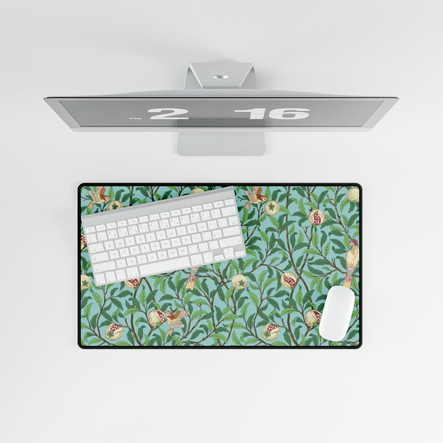 Desk Mat inspired by William Morris - Bird and Pomegranate Collection (Tiffany Blue)