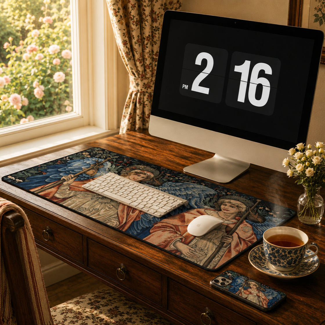 Desk Mat inspired from William Morris  & Co in a pattern called Angeli Ministrantes Collection