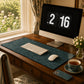 Desk Mat inspired by William Morris & Co in a pattern called Acorns and Oak Leaves Collection (Teal)