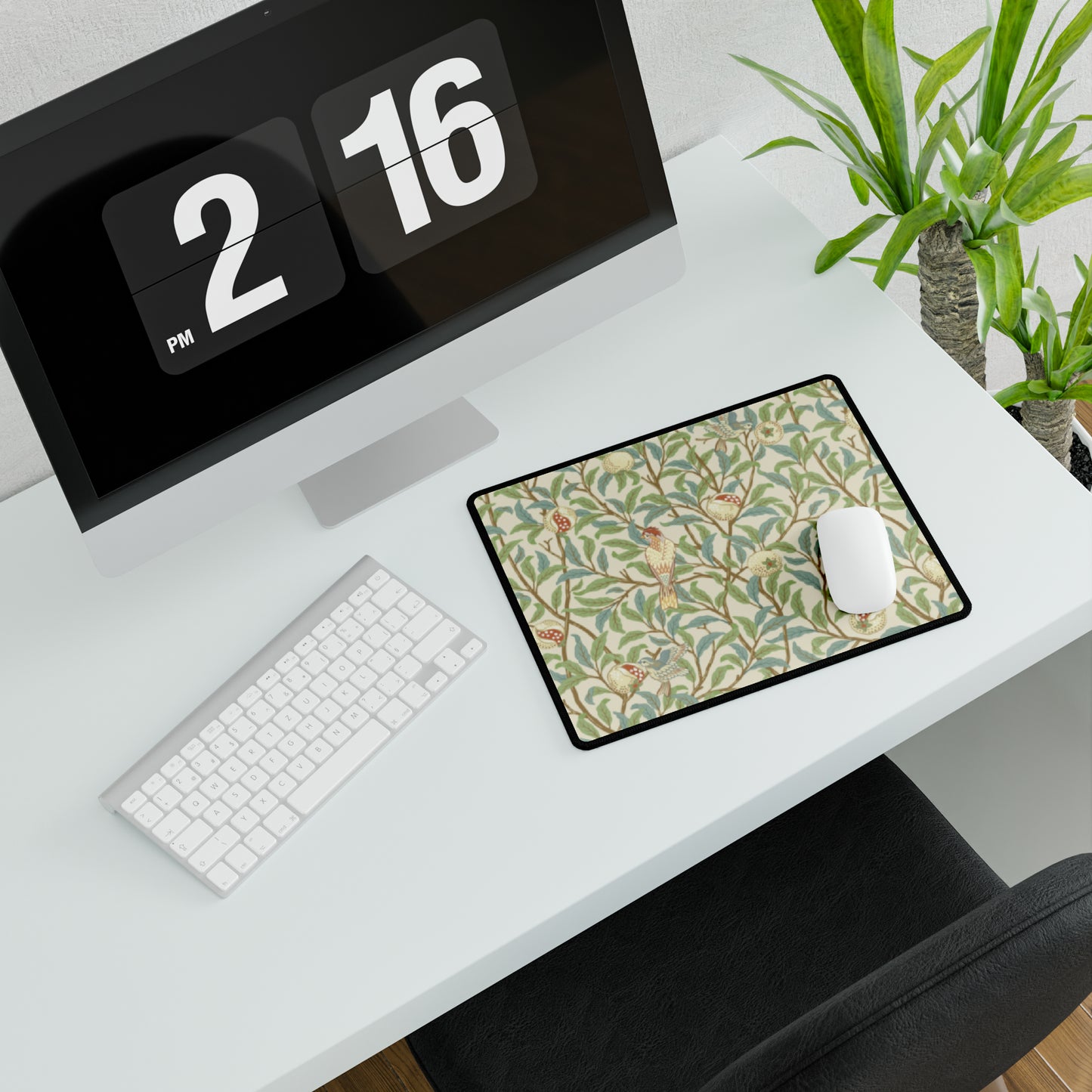 Desk Mat inspired by William Morris - Bird and Pomegranate Collection (Parchment) Elevate your workspace with timeless elegance and functional design. Inspired by the intricate patterns and botanical motifs of the Arts and Crafts Movement