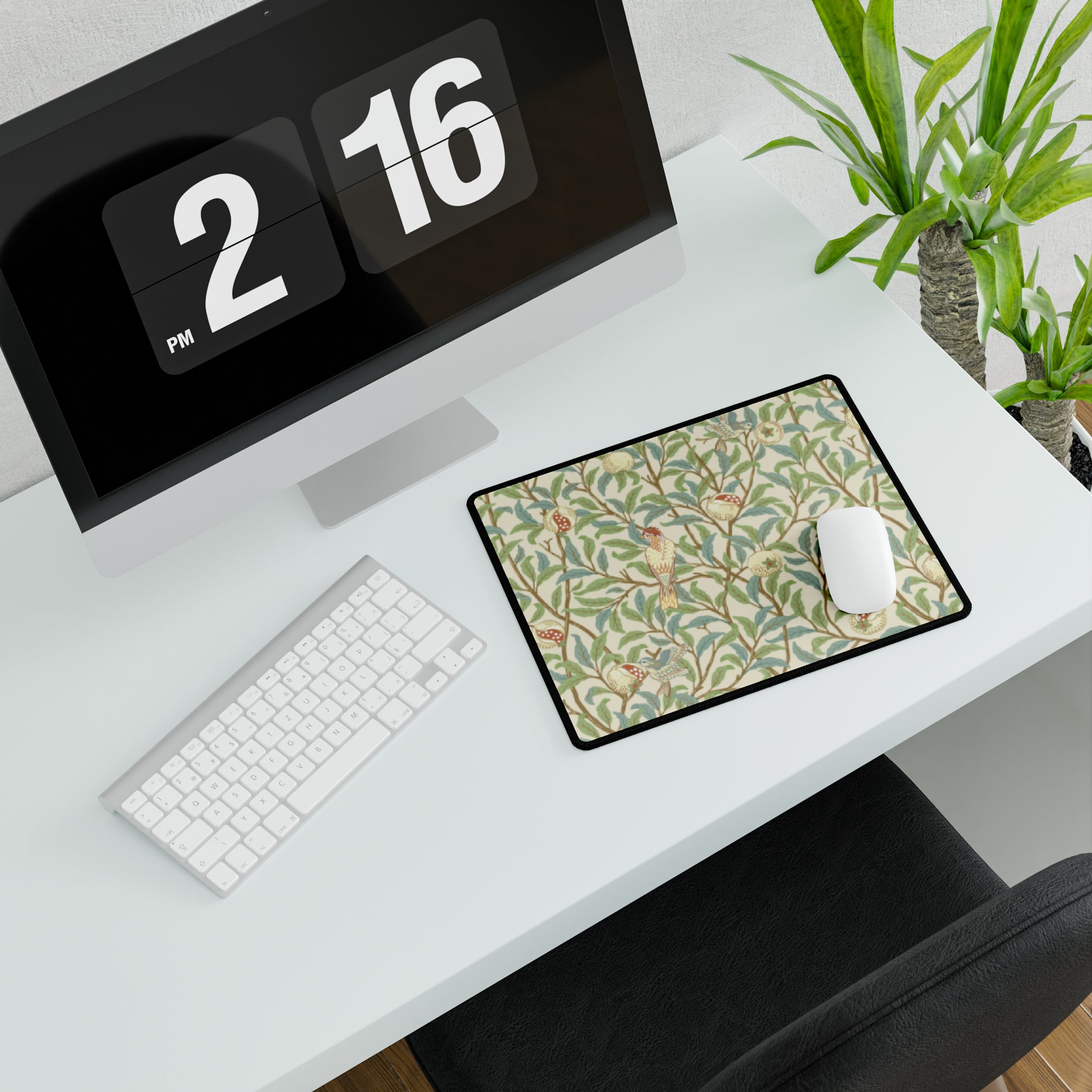 Desk Mat inspired by William Morris - Bird and Pomegranate Collection (Parchment) Elevate your workspace with timeless elegance and functional design. Inspired by the intricate patterns and botanical motifs of the Arts and Crafts Movement