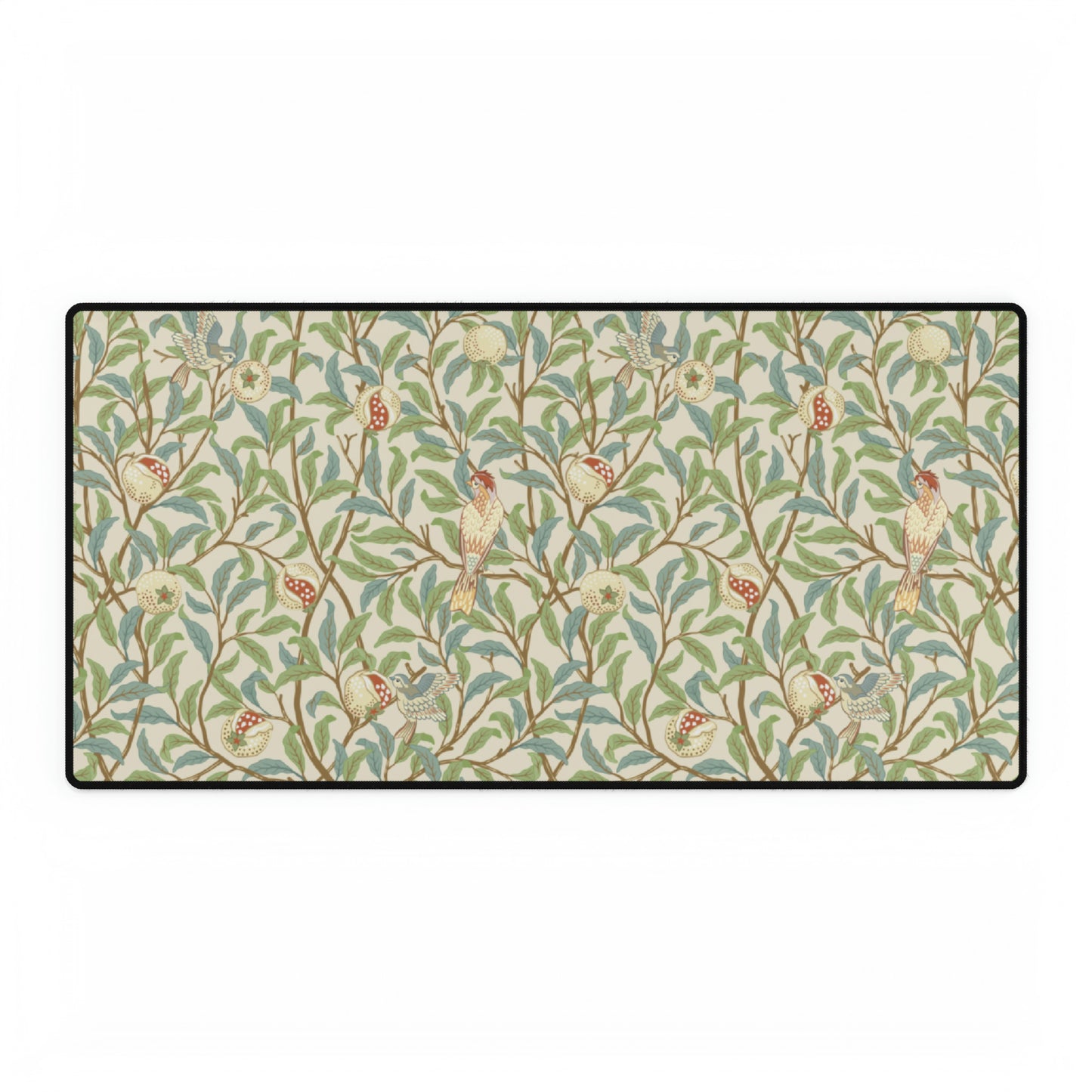 Desk Mat inspired by William Morris - Bird and Pomegranate Collection (Parchment) Elevate your workspace with timeless elegance and functional design. Inspired by the intricate patterns and botanical motifs of the Arts and Crafts Movement