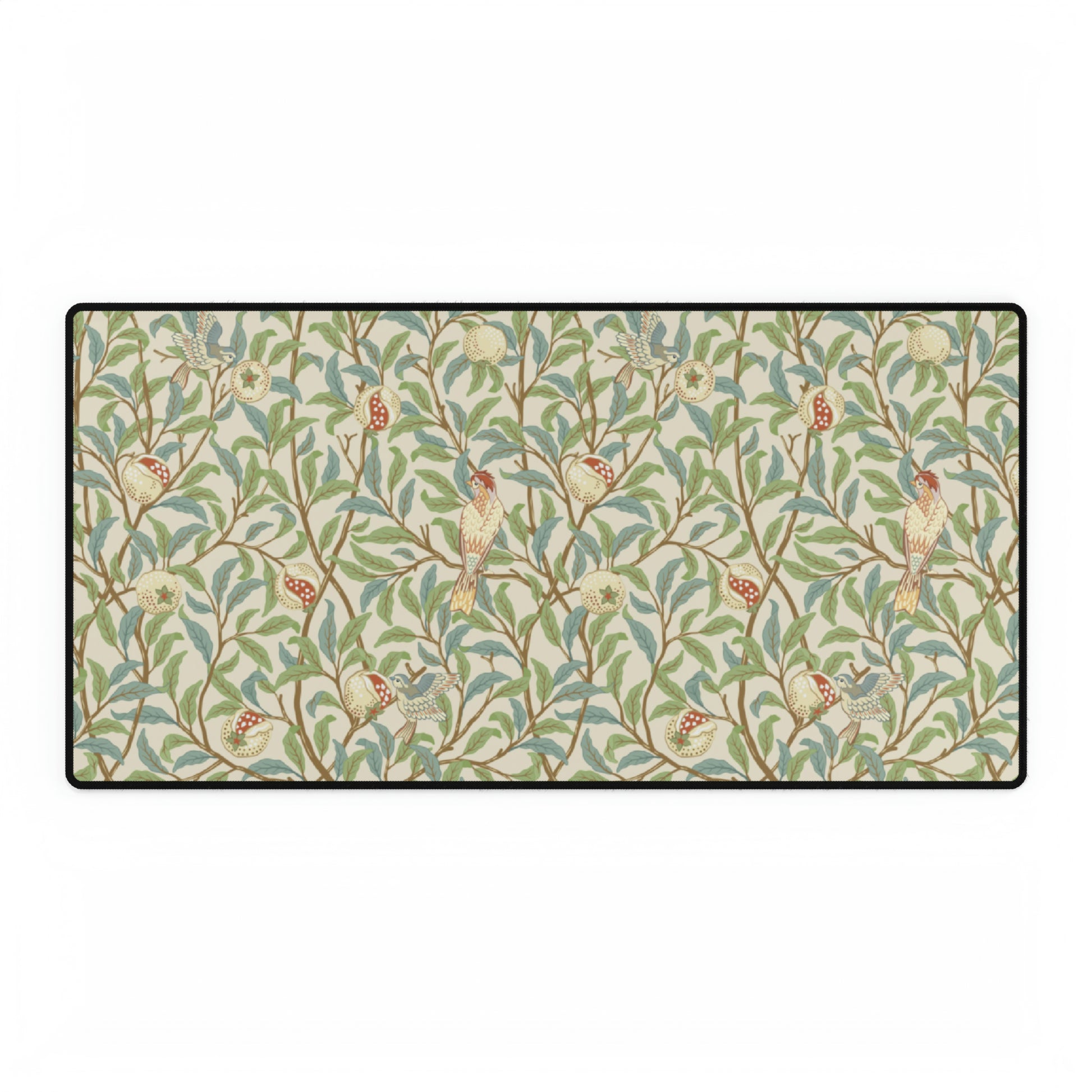 Desk Mat inspired by William Morris - Bird and Pomegranate Collection (Parchment) Elevate your workspace with timeless elegance and functional design. Inspired by the intricate patterns and botanical motifs of the Arts and Crafts Movement