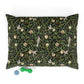 Decorative dog pillow with nature-themed William Morris & Co pattern on a white background