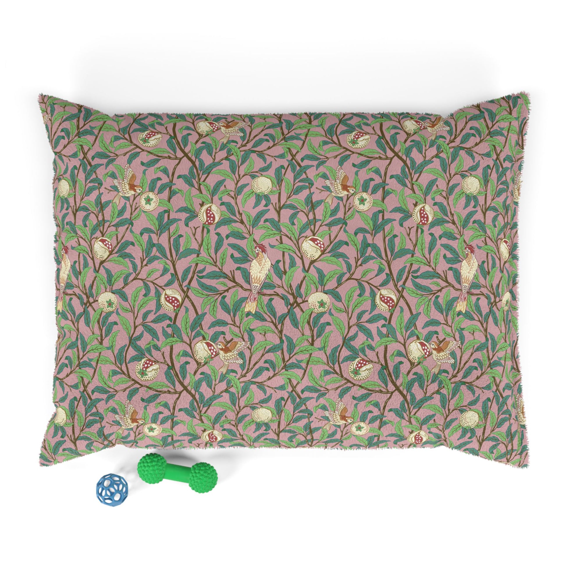 Decorative pillow with floral pattern on a white background