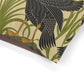 Fabric with a bird and plant pattern on a beige background