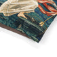 Close-up of a textured fabric with nature-themed design on a white background