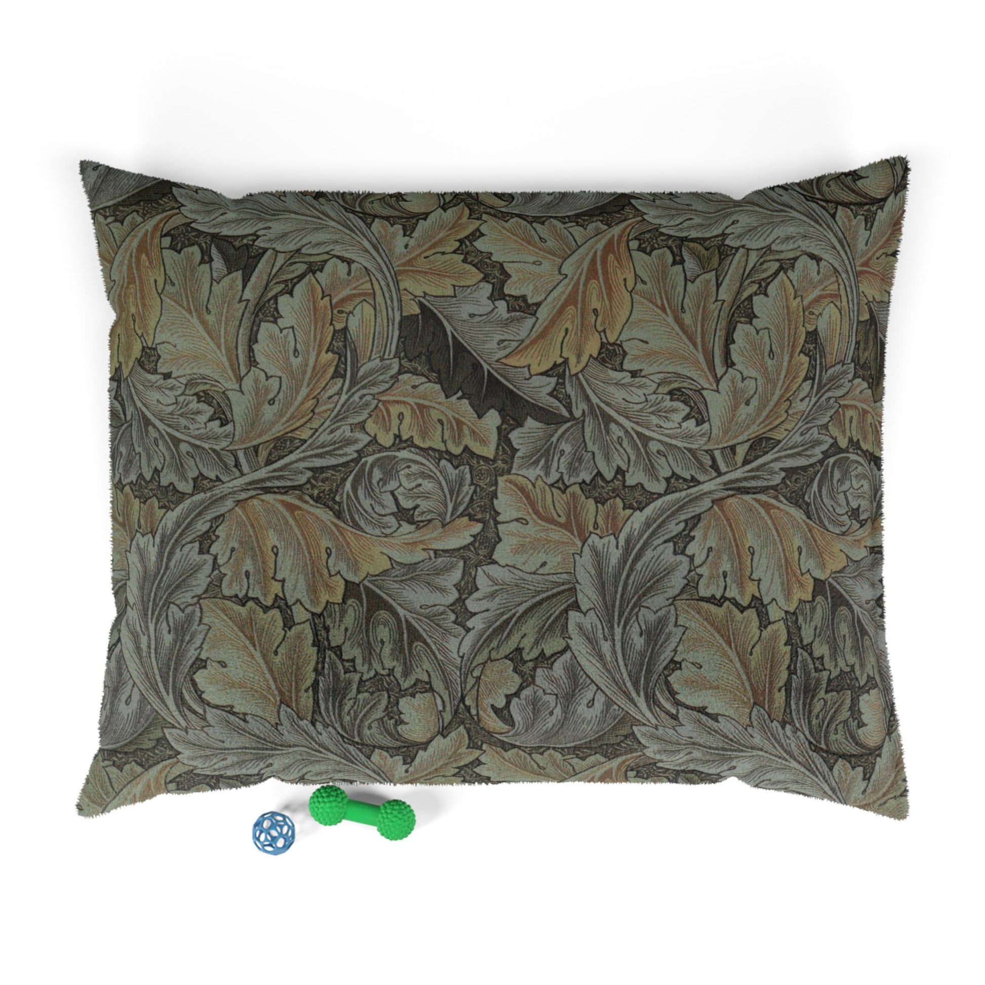 Decorative pillow with leaf pattern on a white background