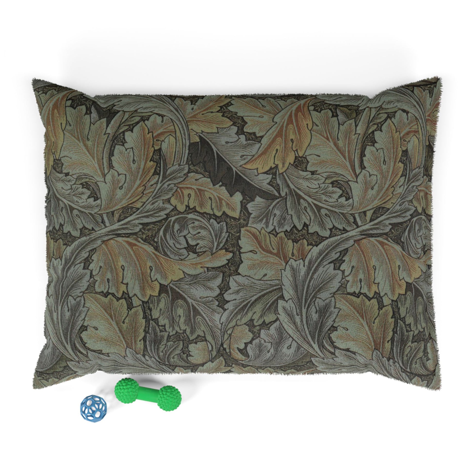 Decorative pillow with leaf pattern on a white background