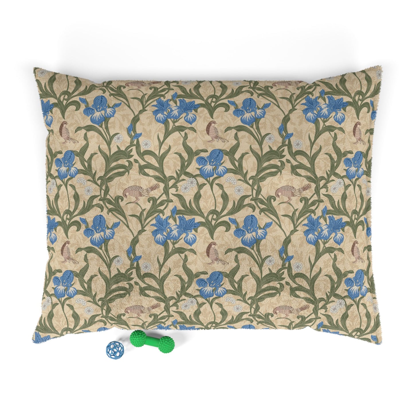 Decorative pillow with William Morris & Co floral pattern on a beige background