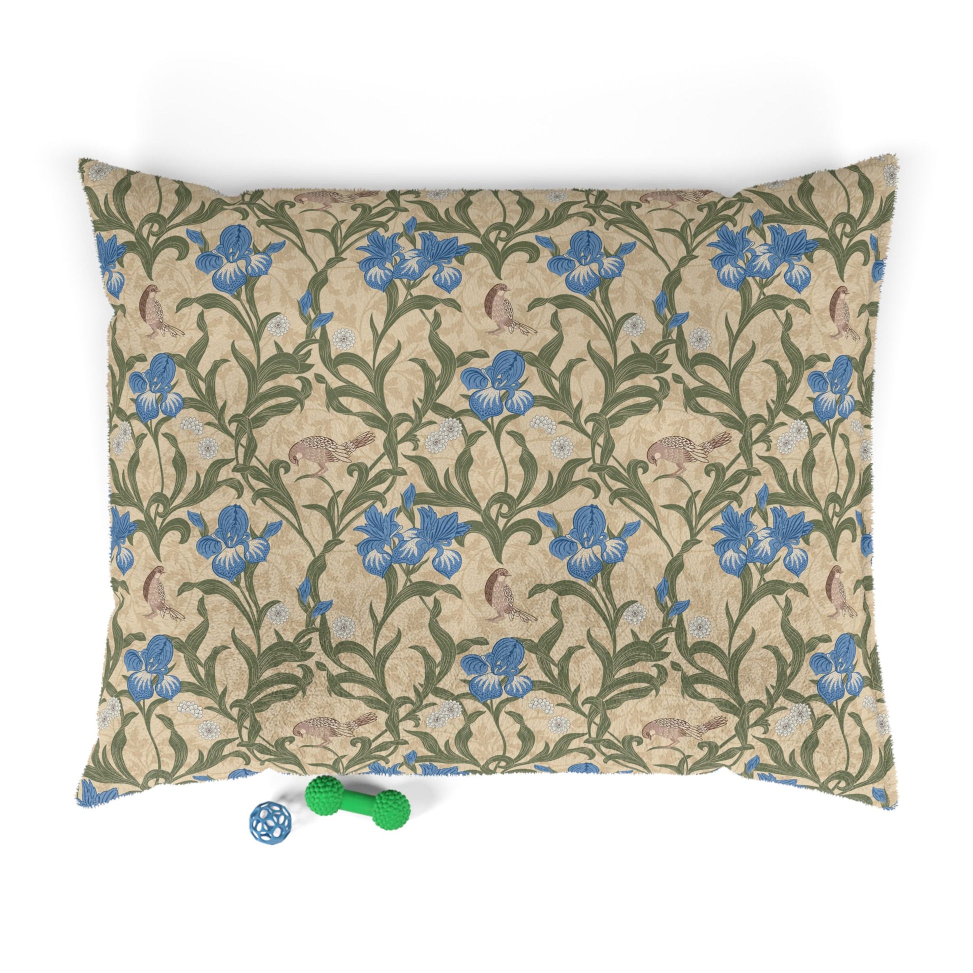 Decorative pillow with William Morris & Co floral pattern on a beige background
