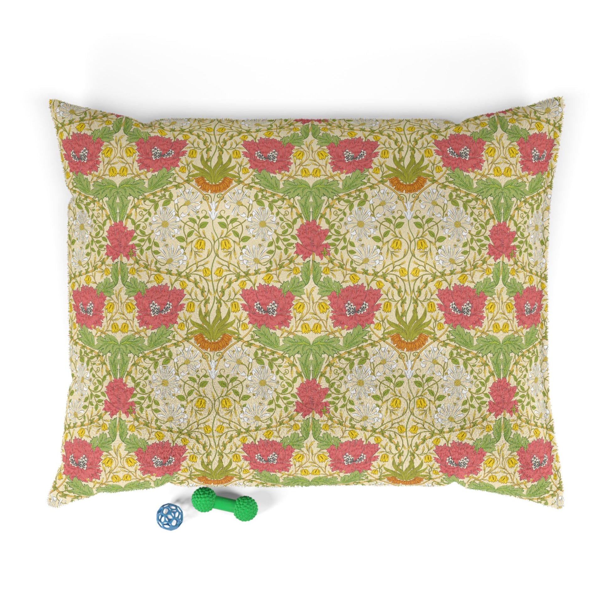 Decorative pillow with floral pattern on a white background