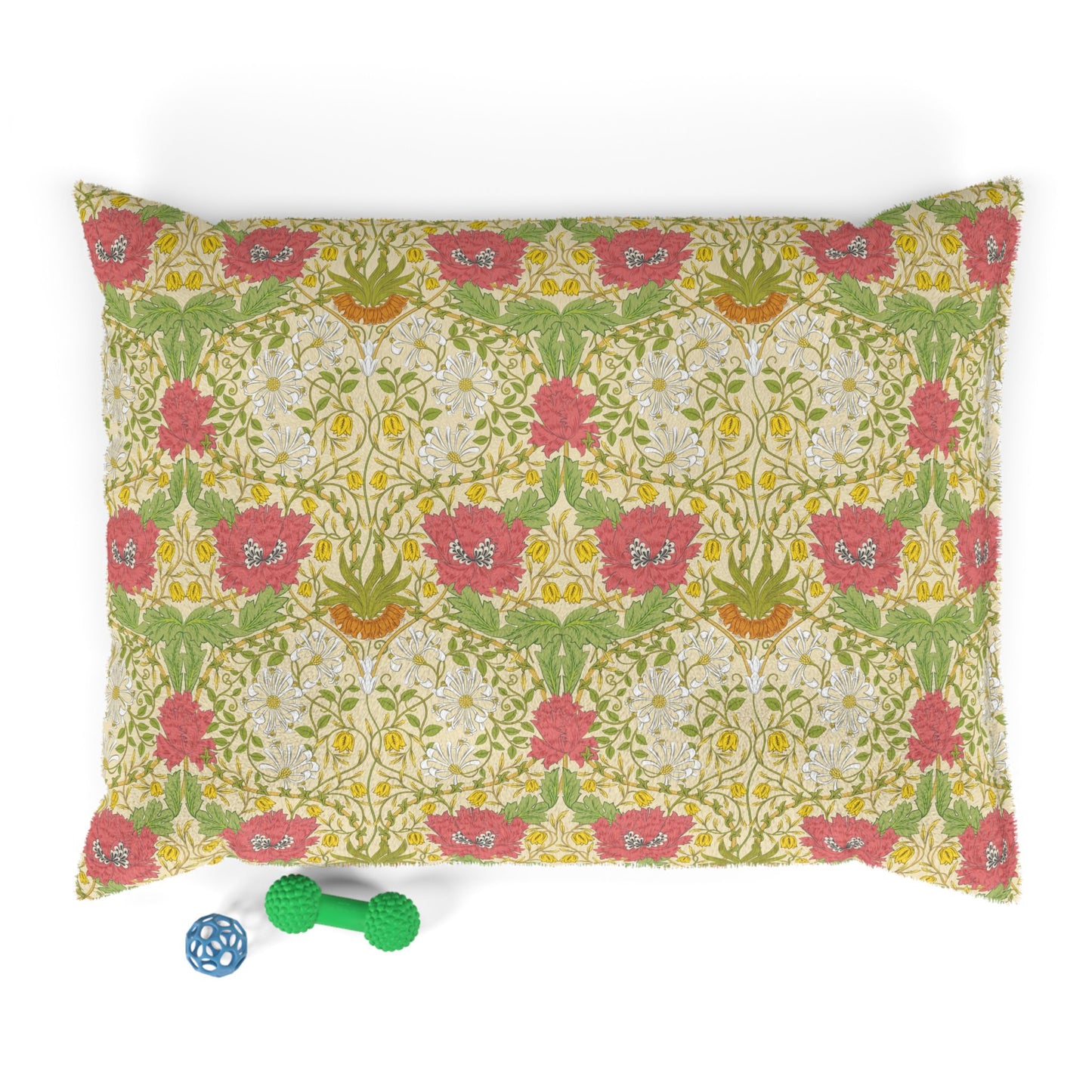 Decorative pillow with floral pattern on a white background