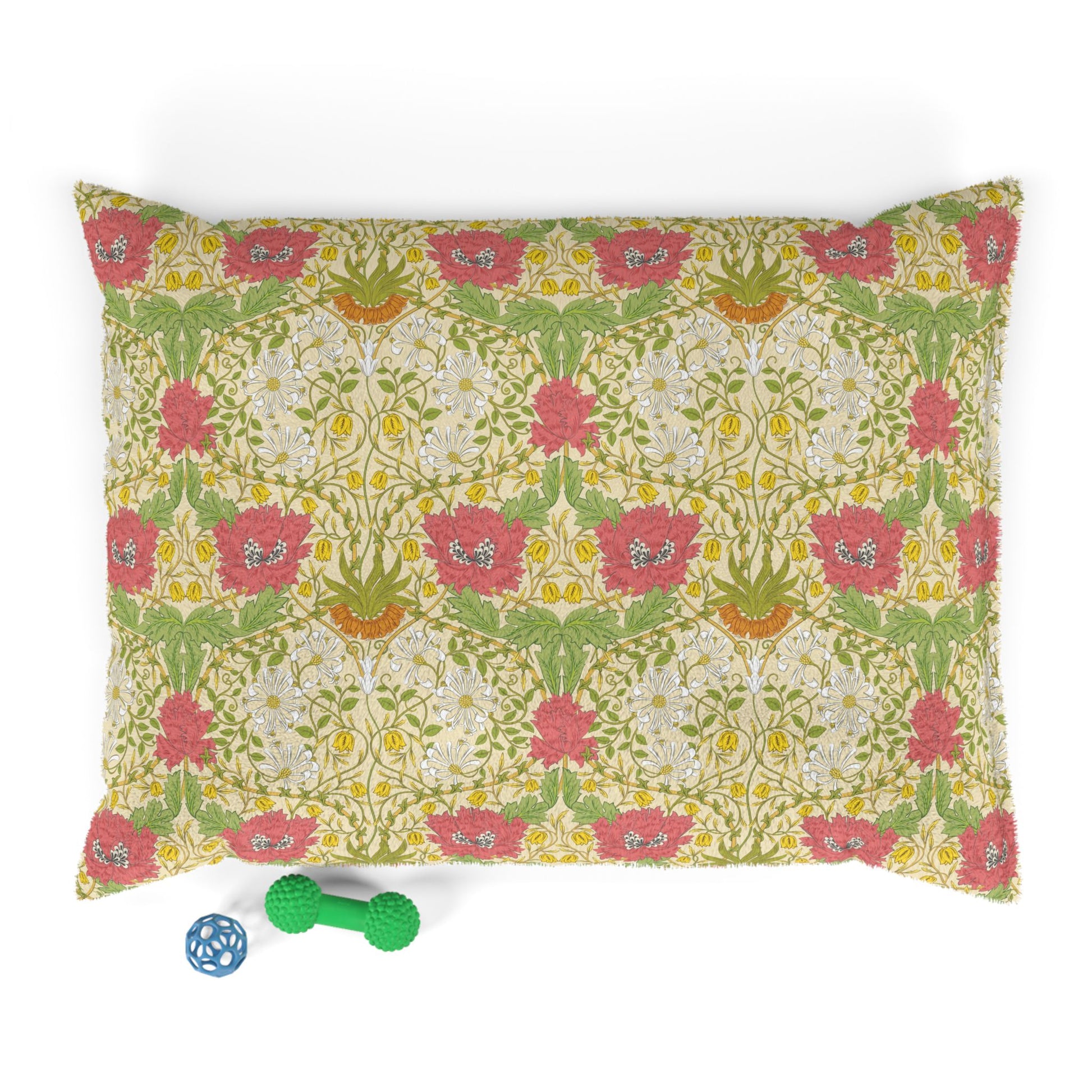 Decorative pillow with floral pattern on a white background