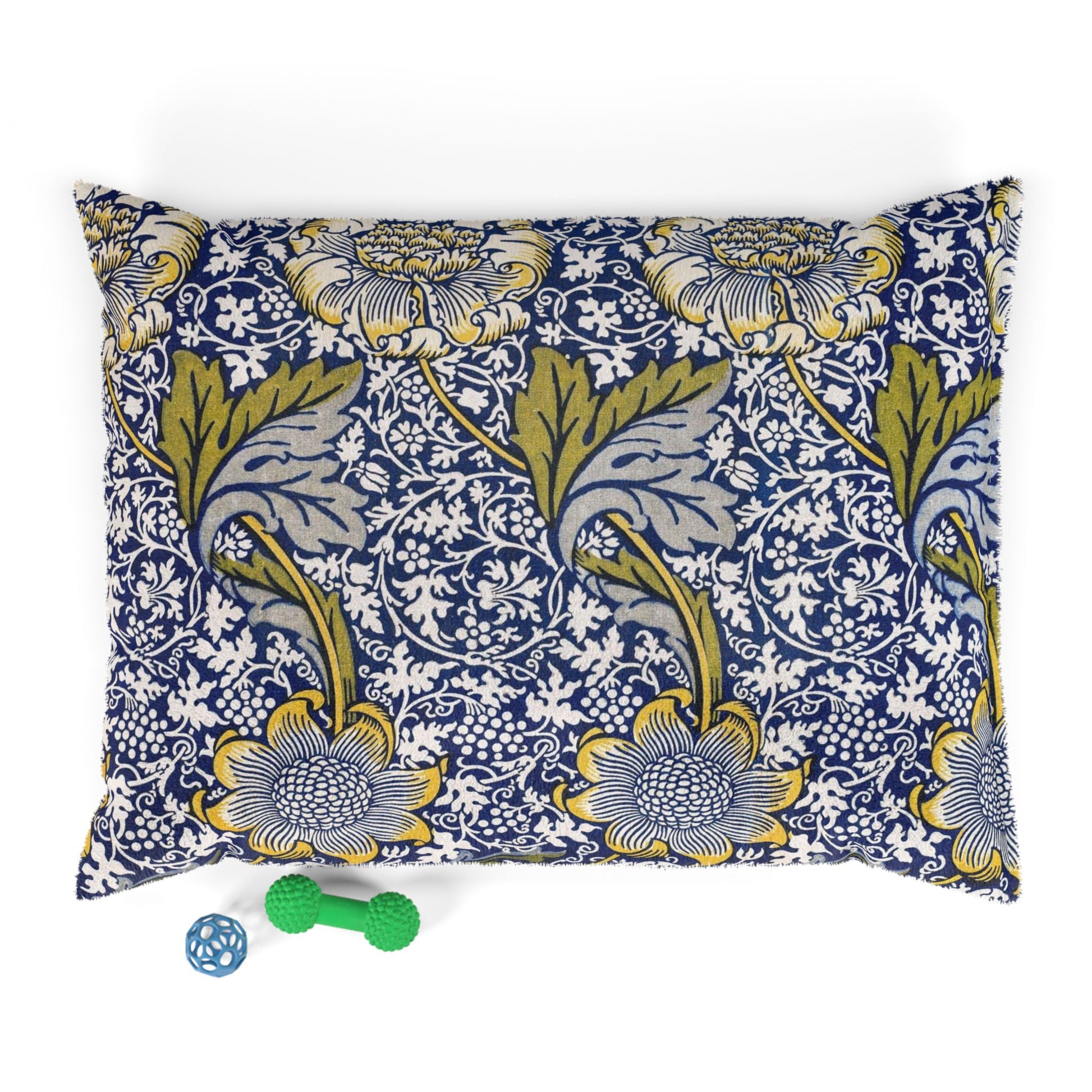 Decorative pillow with floral pattern on a white background