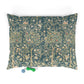 Decorative William Morris & Co dog pillow with nature-themed pattern on a white background