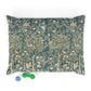 Decorative dog pillow with nature-themed William Morris & Co pattern on a white background
