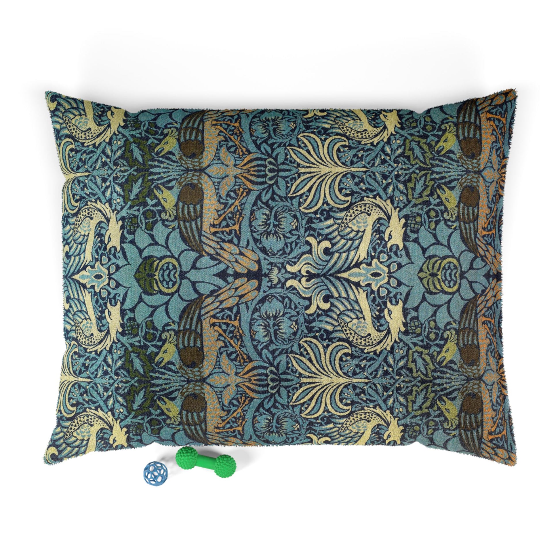 Decorative pillow with intricate patterns on a white background