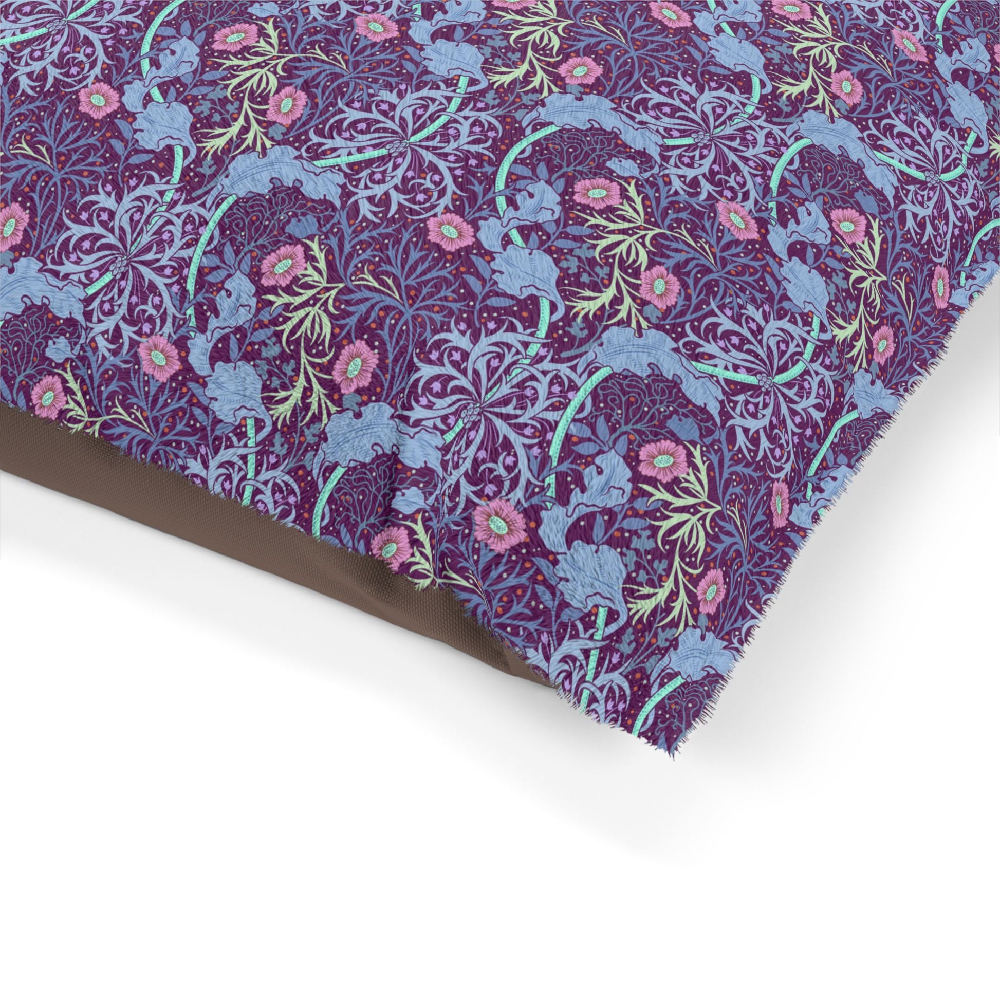 Fabric with a floral and abstract pattern on a white background