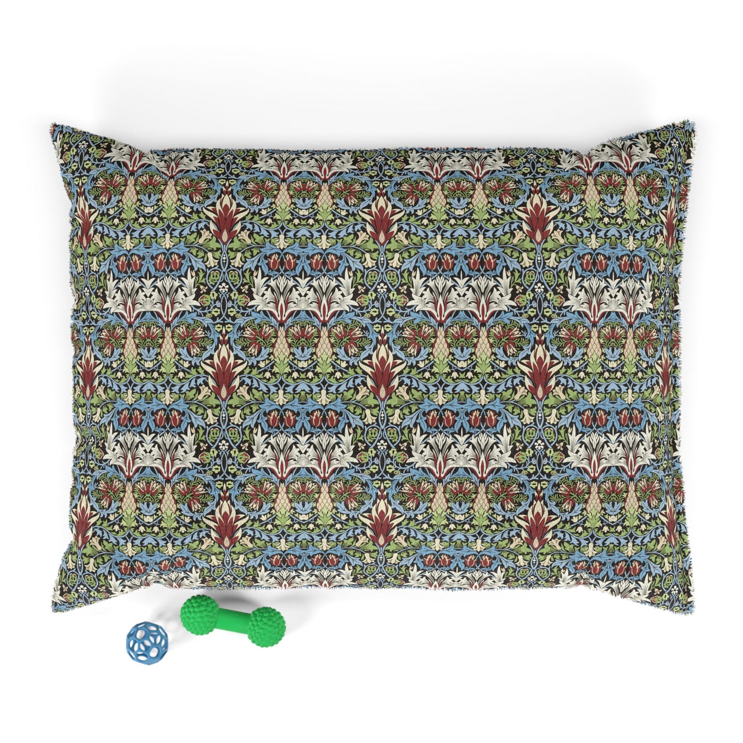 Decorative pillow with a colorful pattern on a white background