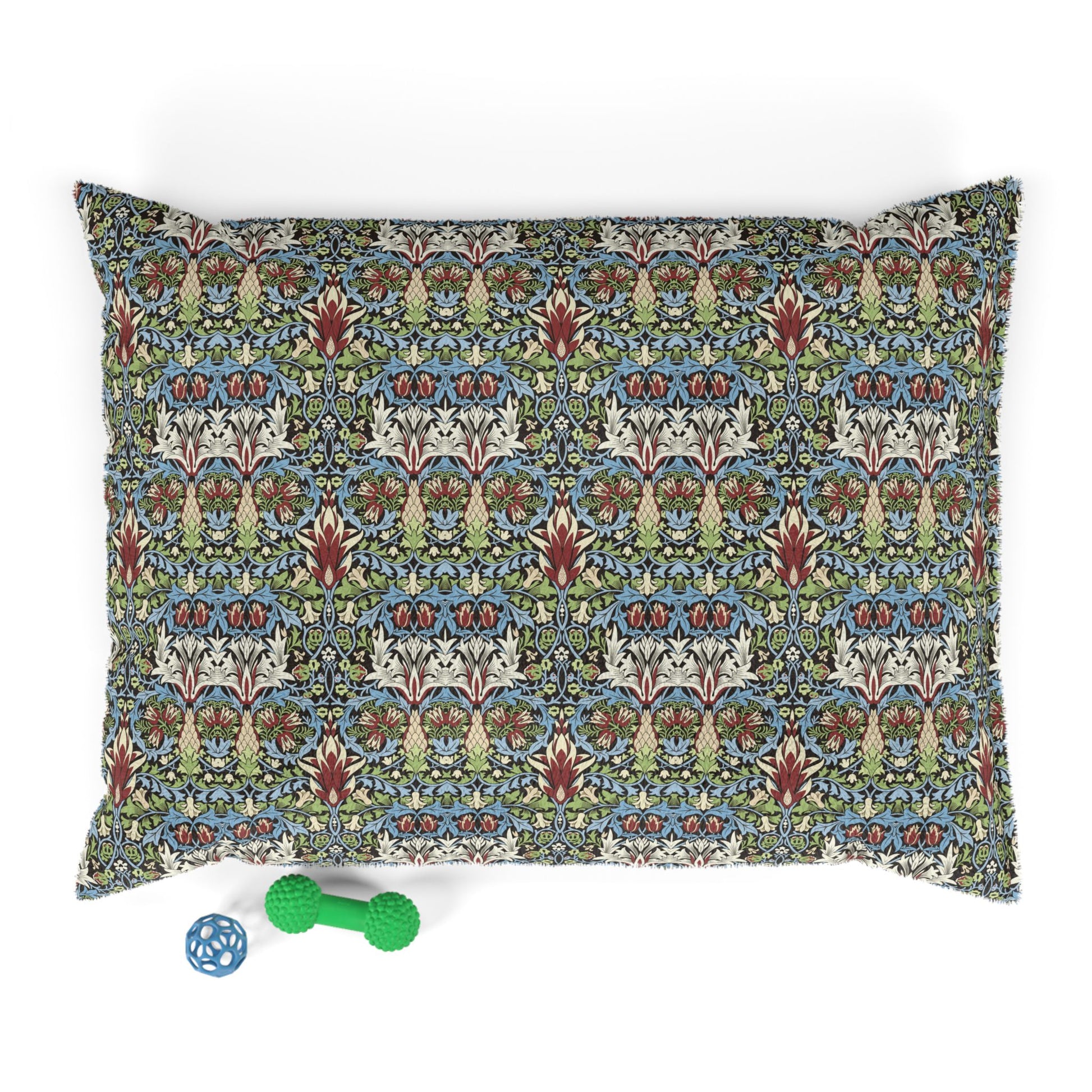 Decorative pillow with a colorful pattern on a white background