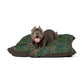 Cushioned Dog Bed inspired by William Morris & Co in a dark green floral pattern called Tulip Collection