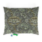 Floral patterned dog pillow with William Morris & Co decorative items on a white background