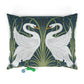 Decorative William Morris & Co pillow with swan design on a blue background