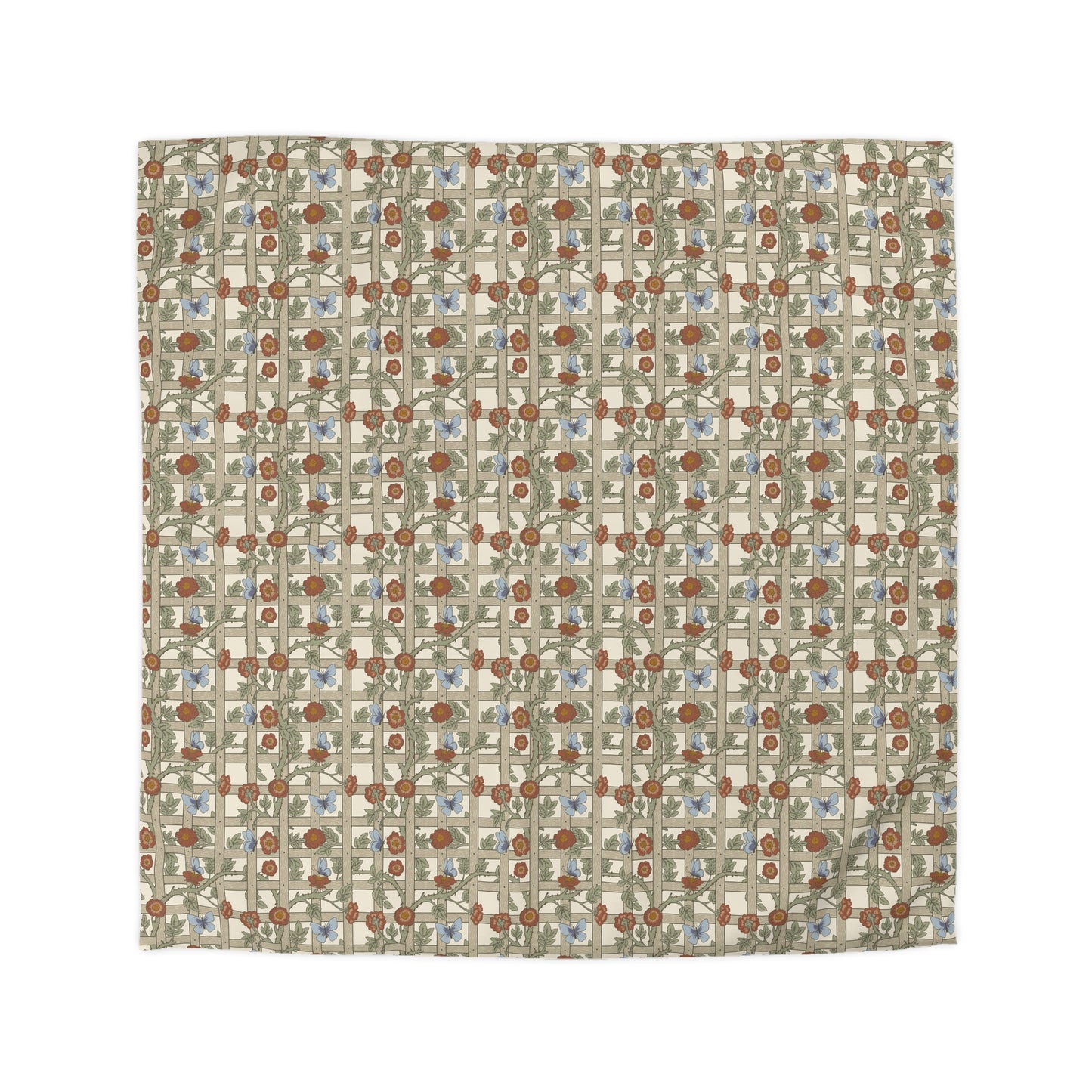 Patterned fabric swatch with geometric design on a beige background