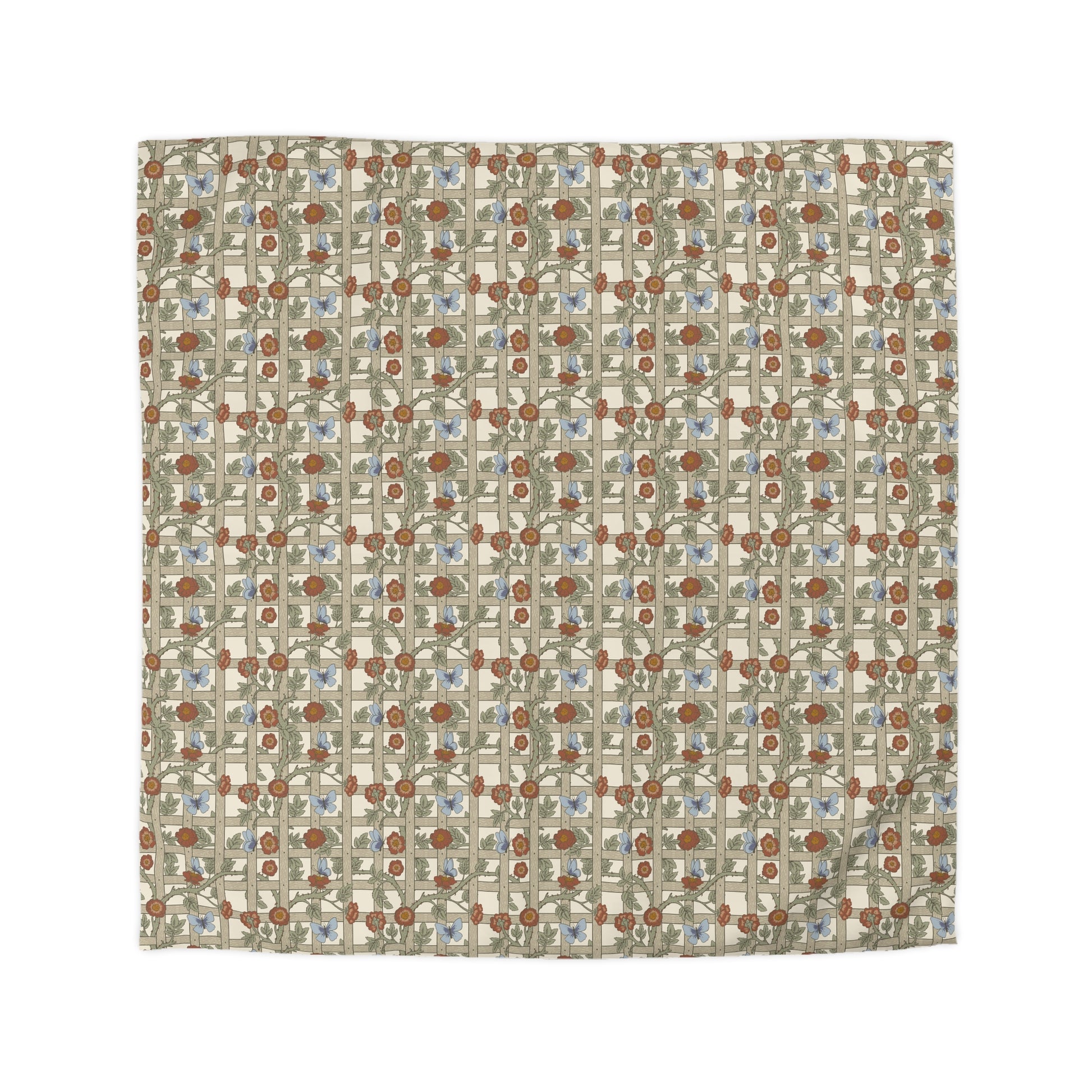 Patterned fabric swatch with geometric design on a beige background