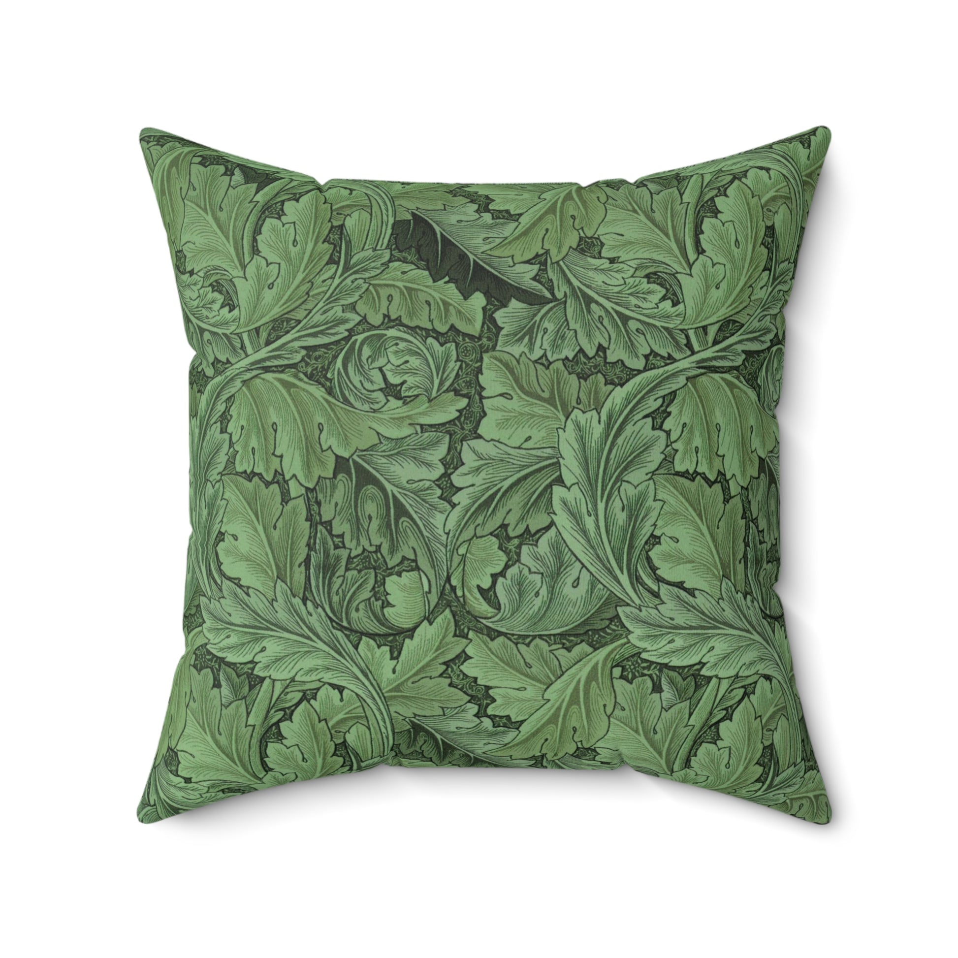 Faux Suede Cushion in a floral pattern by William Morris  & Co called Acanthus Collection (Green)