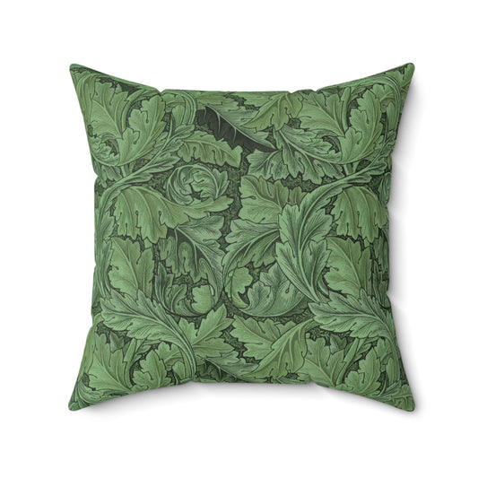 Faux Suede Cushion in a floral pattern by William Morris  & Co called Acanthus Collection (Green)