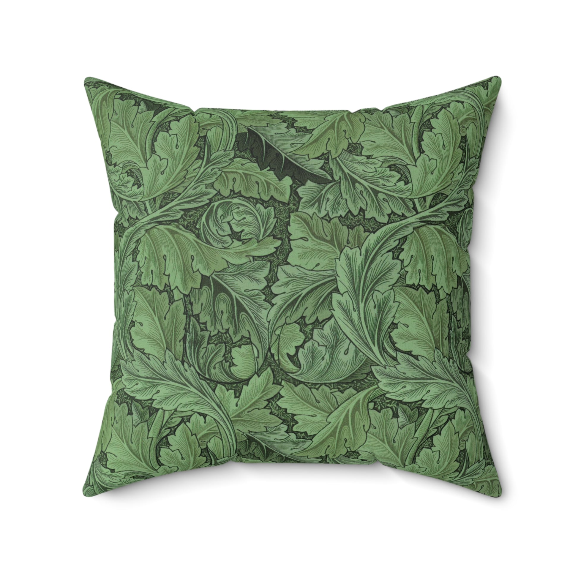 Faux Suede Cushion in a floral pattern by William Morris  & Co called Acanthus Collection (Green)