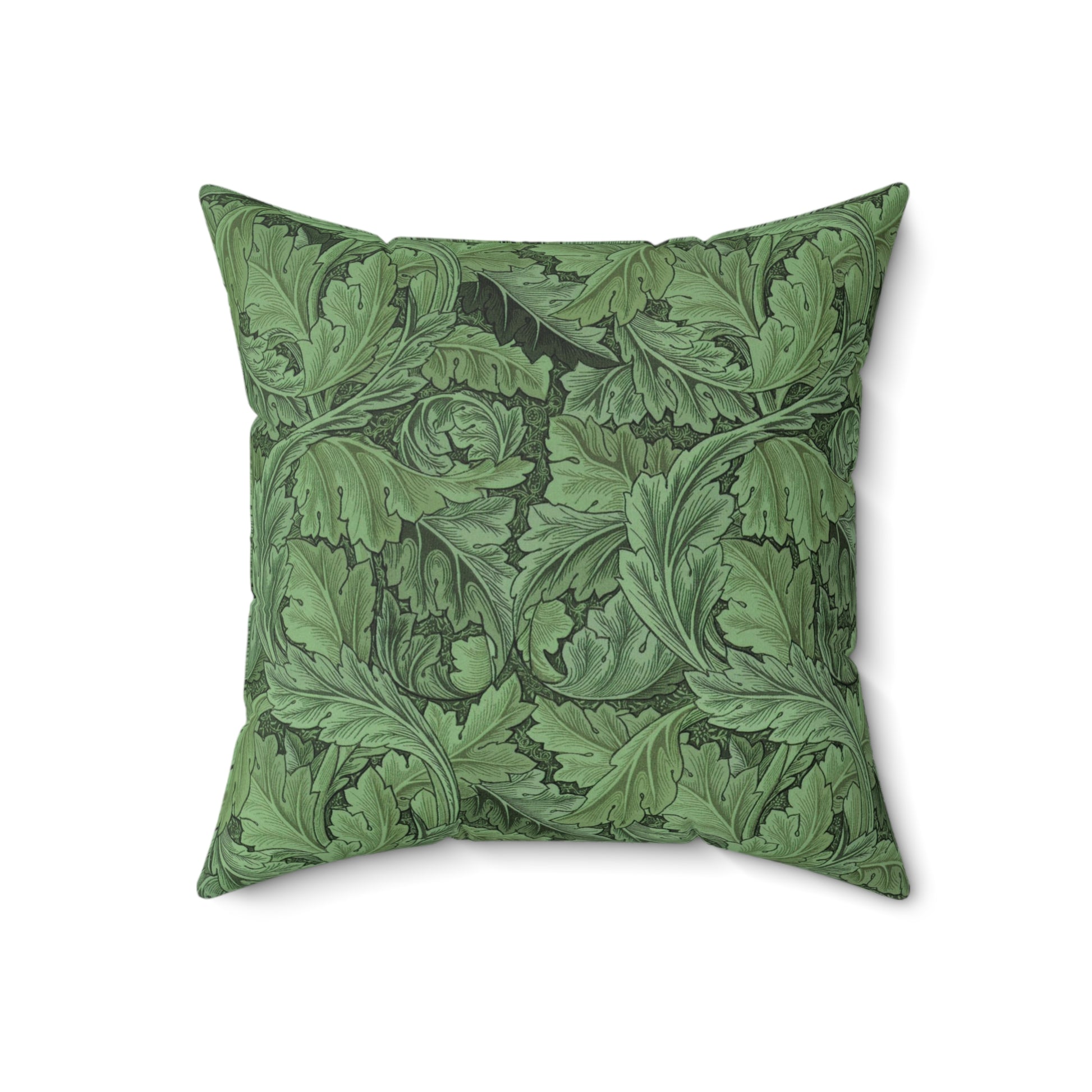 Faux Suede Cushion in a floral pattern by William Morris  & Co called Acanthus Collection (Green)
