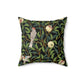 Faux Suede Cushion in a black and green floral pattern by William Morris  & Co called Bird and Pomegranate Collection (Onyx)