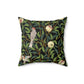 Faux Suede Cushion in a black and green floral pattern by William Morris  & Co called Bird and Pomegranate Collection (Onyx)