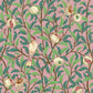 Faux Suede Cushion in a pink, green, brown and red floral pattern by William Morris & Co called Bird and Pomegranate Collection (Rosella)