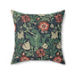 Faux Suede Cushion in a green, red and blue floral pattern by William Morris & Co called Compton Collection (Hill Cottage)