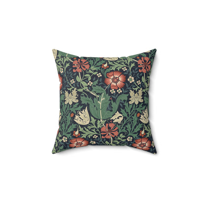Faux Suede Cushion in a green, red and blue floral pattern by William Morris & Co called Compton Collection (Hill Cottage)