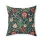 Faux Suede Cushion in a green, red and blue floral pattern by William Morris & Co called Compton Collection (Hill Cottage)