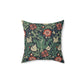 Faux Suede Cushion in a green, red and blue floral pattern by William Morris & Co called Compton Collection (Hill Cottage)