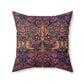 Faux Suede Cushion in a pattern by William Morris & Co called Dove and Rose Collection with orange, pink and purple