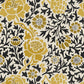 A square-shaped cushion with a floral William Morris & Co pattern called Grafton featuring beige, black and gold colours on a white background.
