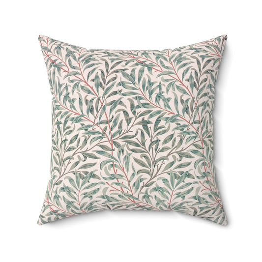 Decorative pillow with leaf pattern on a white background