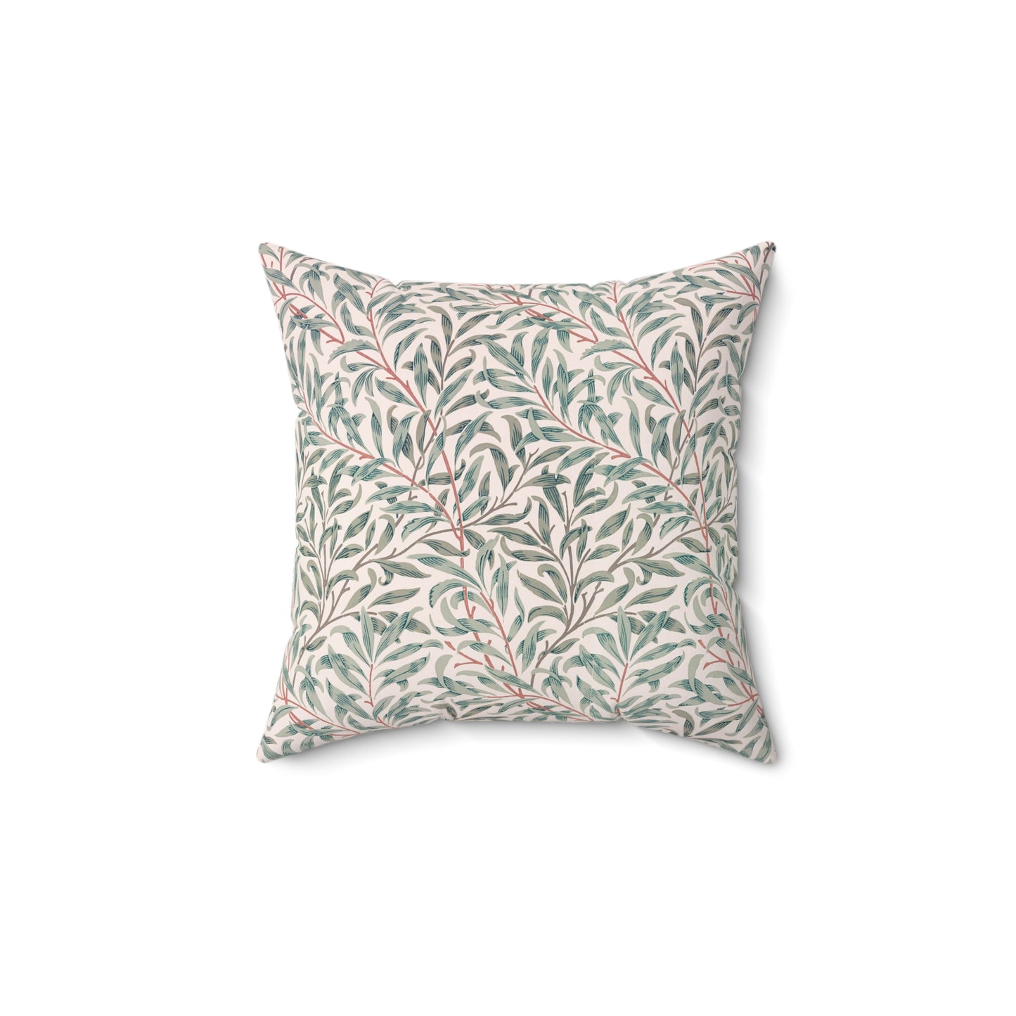 Decorative pillow with leaf pattern on a white background