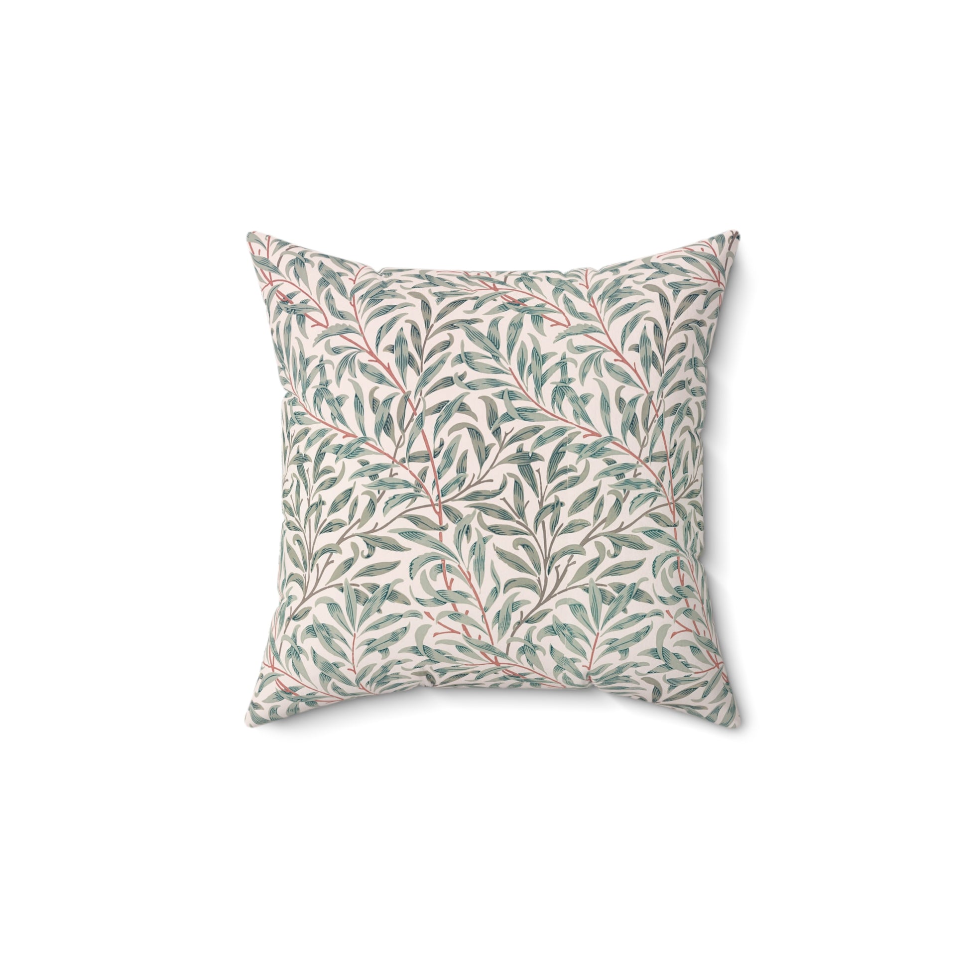 Decorative pillow with leaf pattern on a white background