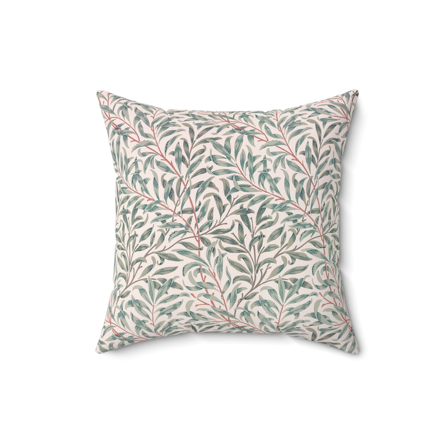 Decorative pillow with leaf pattern on a white background