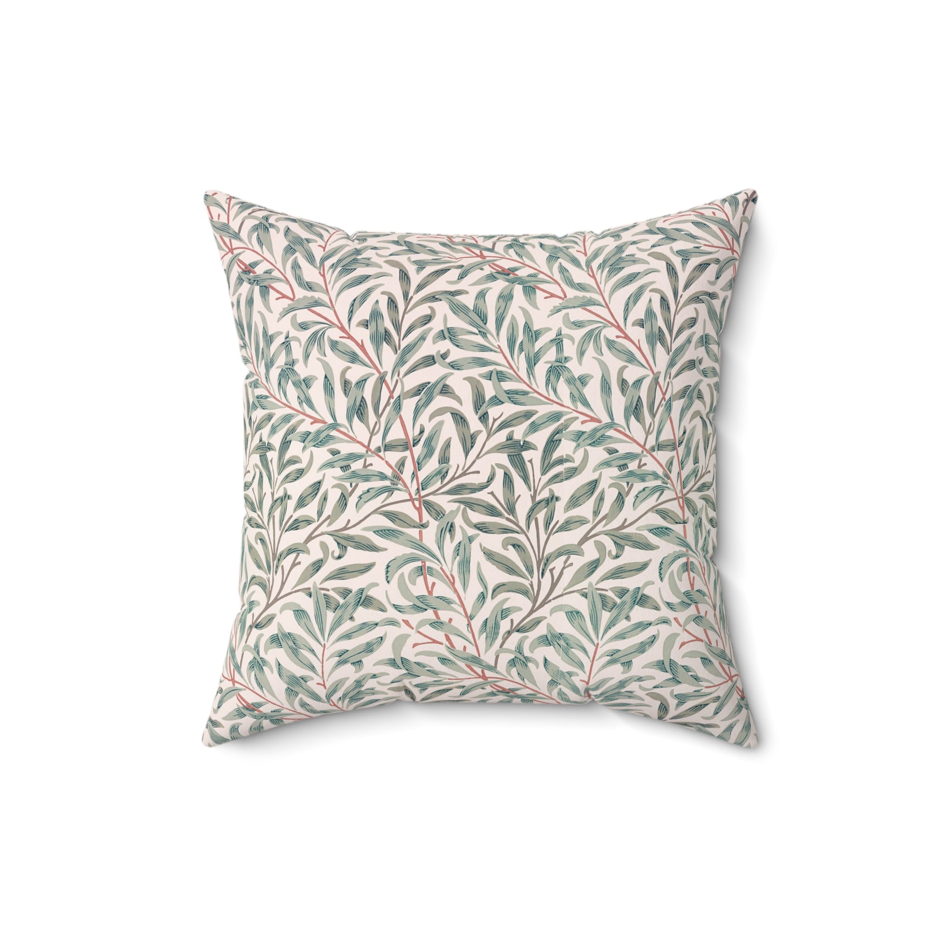 Decorative pillow with leaf pattern on a white background